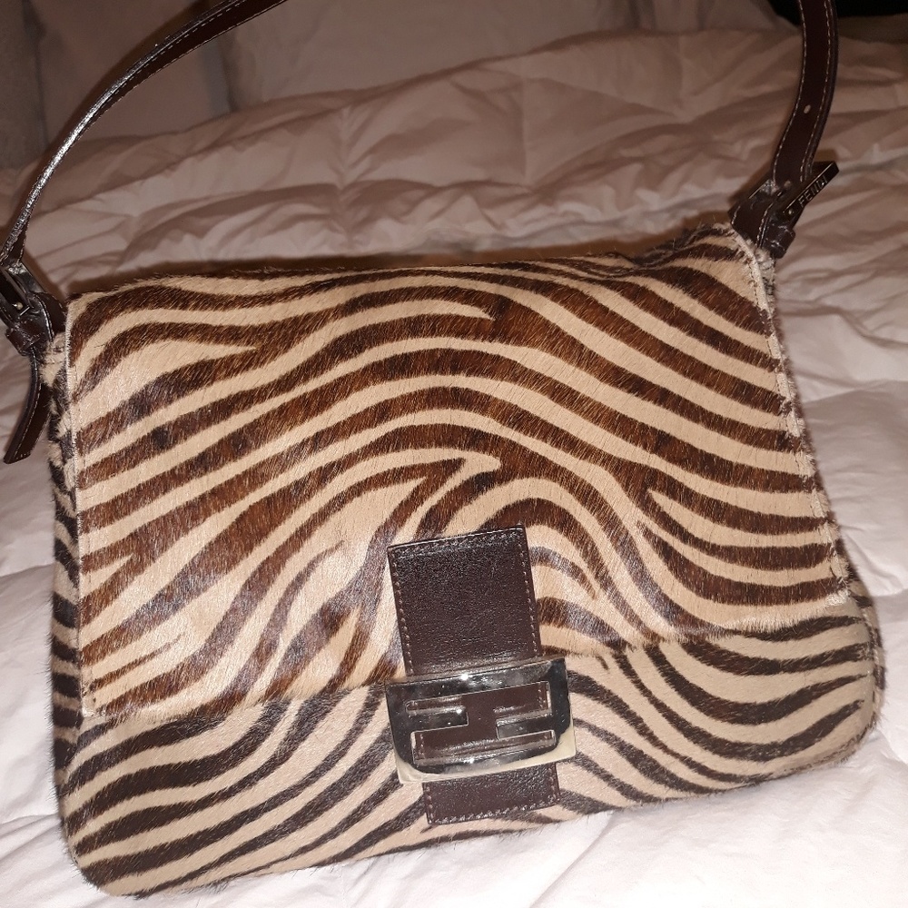 Fendi Vintage fur Bag authentic zebra very unique